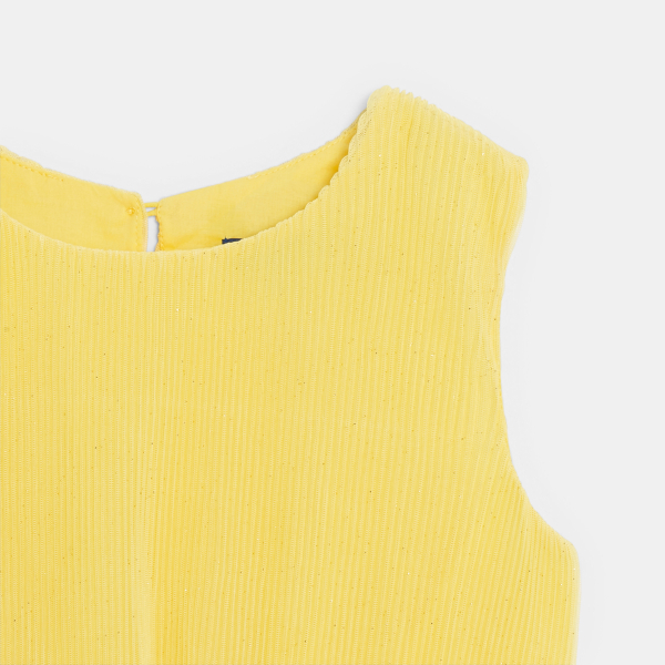 فستان أصفر مزين بالترتر بدون أكمام للفتيات